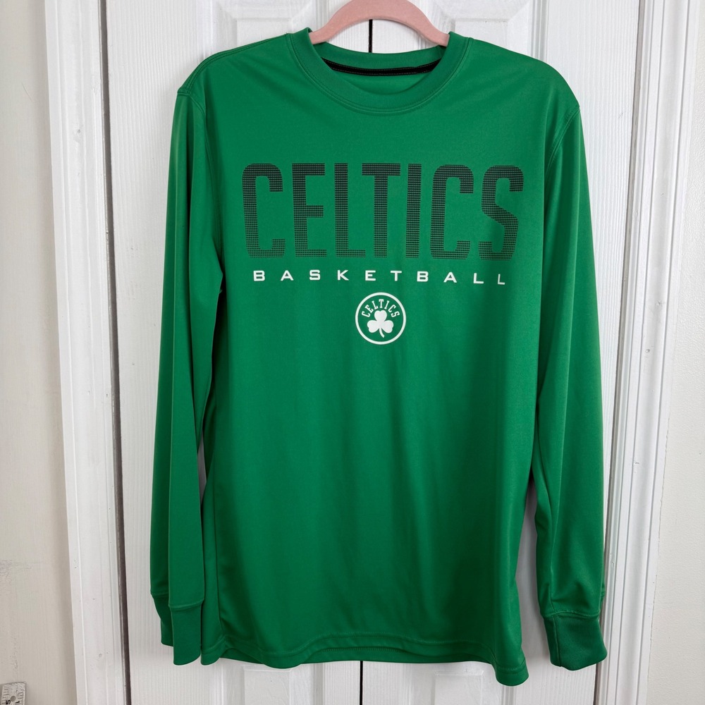 UNK Boston Celtics NBA Basketball Long Sleeve Shirt Mens Small Green Performance